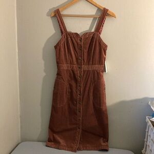 Anthropologie mauve corduroy Sleeveless Sweetheart Midi Sundress
